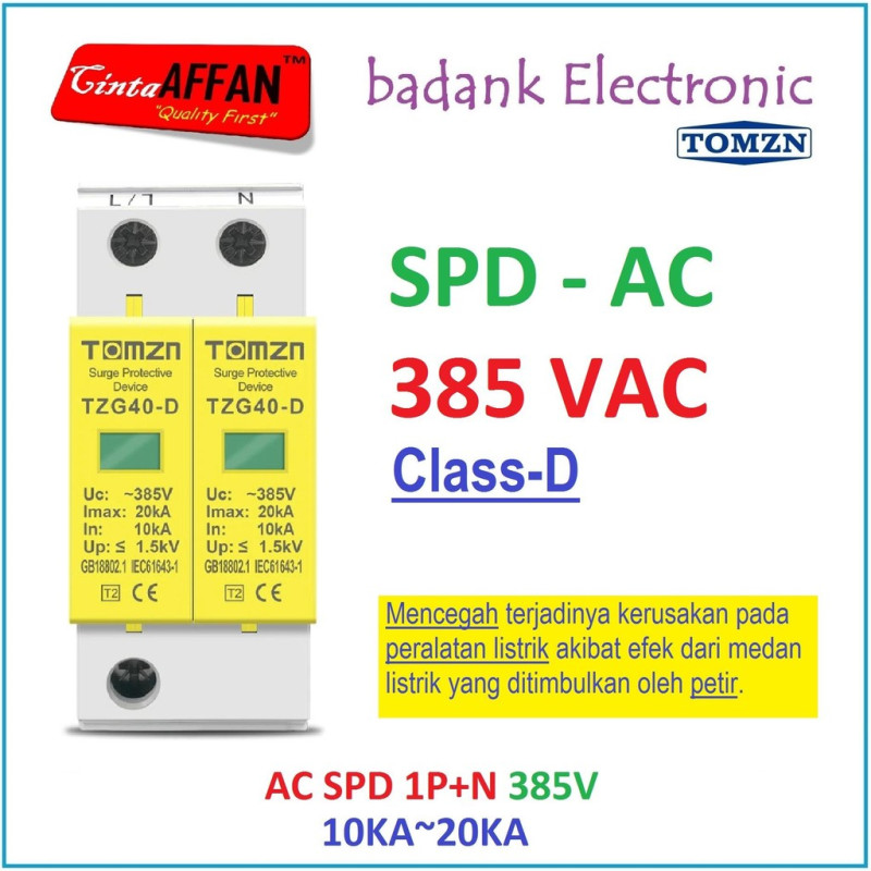 AC SPD 1PN 385V Surge Protect Device Arrester PV Panel Surya PLTS